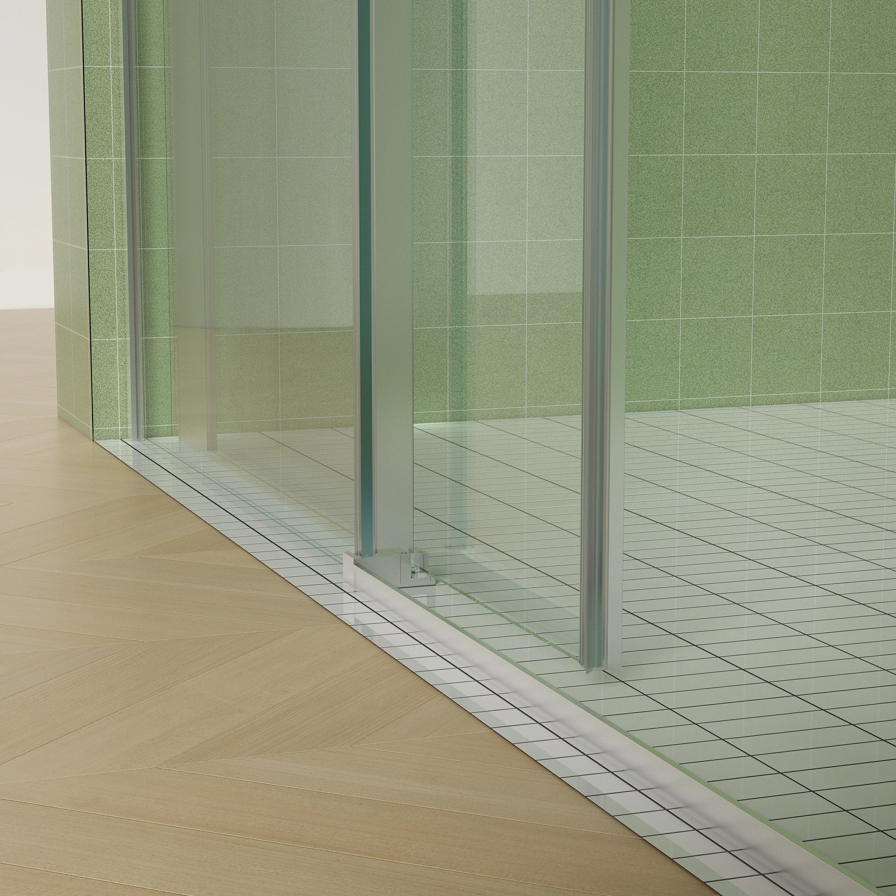 Porte de douche coulissante sans cadre (56 à 60 po l x 76 po H), verre trempé de qualité supérieure de 8 mm d'épaisseur, finition nickel brossé avec tampon