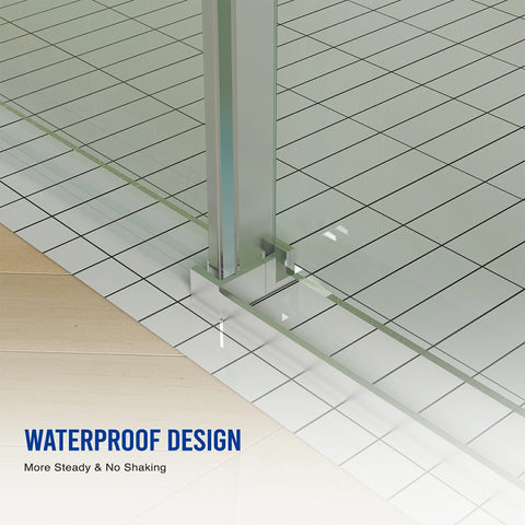 Porte de douche coulissante sans cadre (56 à 60 po l x 76 po H), verre trempé de qualité supérieure de 8 mm d'épaisseur, finition nickel brossé avec tampon