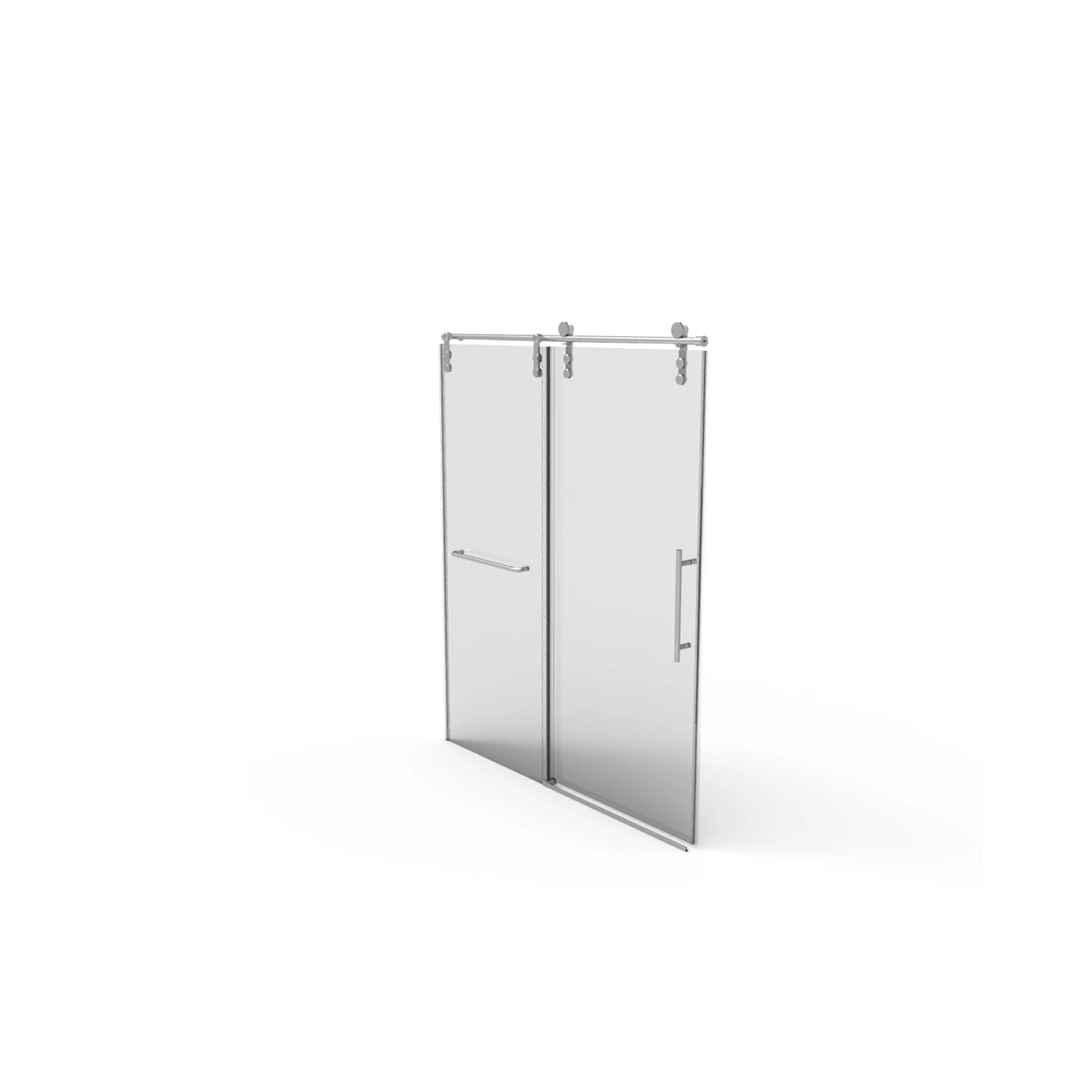 Porte de douche coulissante sans cadre (56 à 60 po l x 76 po H), verre trempé de qualité supérieure de 8 mm d'épaisseur, finition nickel brossé avec tampon