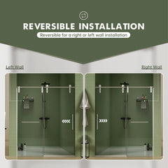 56"-60"W x 76"H Frameless Sliding Shower Door, Premium 5/16"(8mm) Thick Tempered Glass, Brushed Nickel Finished With Buffer