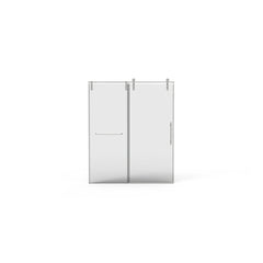 56"-60"W x 76"H Frameless Sliding Shower Door, Premium 5/16"(8mm) Thick Tempered Glass, Brushed Nickel Finished With Buffer