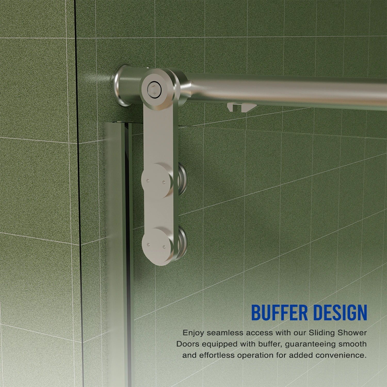 Porte de douche coulissante sans cadre (56 à 60 po l x 76 po H), verre trempé de qualité supérieure de 8 mm d'épaisseur, finition nickel brossé avec tampon
