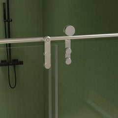 56"-60"W x 76"H Frameless Sliding Shower Door, Premium 5/16"(8mm) Thick Tempered Glass, Brushed Nickel Finished With Buffer