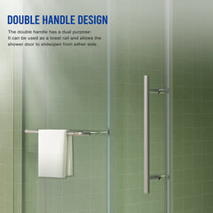 56"-60"W x 76"H Frameless Sliding Shower Door, Premium 5/16"(8mm) Thick Tempered Glass, Brushed Nickel Finished With Buffer