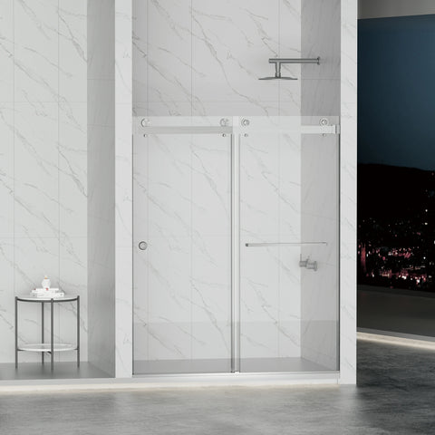 AISU 55-59" x 72" rahmenlose Duschtür, doppelte Schiebetür, 5/16" (8 mm) gehärtetes Glas, hochwertige Duschkabine aus gehärtetem Glas, beidseitig leicht zu reinigende Beschichtung