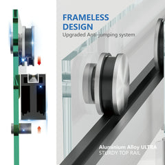 AISU 55-59" x 72" Frameless Double Sliding Shower Door, 5/16"(8mm) Tempered Glass, Brushed Nickel