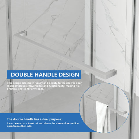 AISU 55-59" x 72" rahmenlose Duschtür, doppelte Schiebetür, 5/16" (8 mm) gehärtetes Glas, hochwertige Duschkabine aus gehärtetem Glas, beidseitig leicht zu reinigende Beschichtung