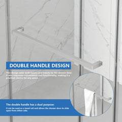 AISU 55-59" x 72" Frameless Double Sliding Shower Door, 5/16"(8mm) Tempered Glass, Brushed Nickel