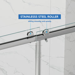 AISU 55-59" x 72" Frameless Double Sliding Shower Door, 5/16"(8mm) Tempered Glass, Brushed Nickel