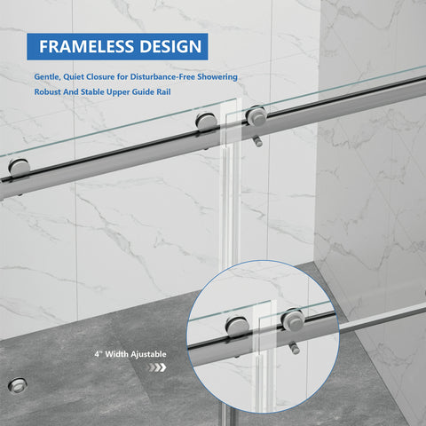 AISU 55-59" x 72" rahmenlose Duschtür, doppelte Schiebetür, 5/16" (8 mm) gehärtetes Glas, hochwertige Duschkabine aus gehärtetem Glas, beidseitig leicht zu reinigende Beschichtung