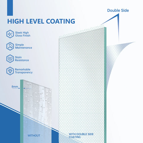 AISU 55-59" x 72" rahmenlose Duschtür, doppelte Schiebetür, 5/16" (8 mm) gehärtetes Glas, hochwertige Duschkabine aus gehärtetem Glas, beidseitig leicht zu reinigende Beschichtung