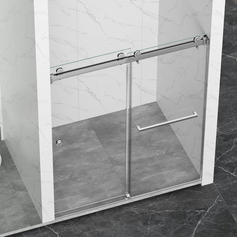 AISU 55-59" x 72" rahmenlose Duschtür, doppelte Schiebetür, 5/16" (8 mm) gehärtetes Glas, hochwertige Duschkabine aus gehärtetem Glas, beidseitig leicht zu reinigende Beschichtung