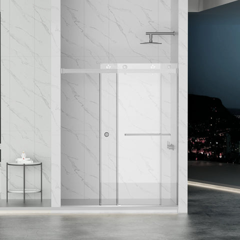AISU 55-59" x 72" rahmenlose Duschtür, doppelte Schiebetür, 5/16" (8 mm) gehärtetes Glas, hochwertige Duschkabine aus gehärtetem Glas, beidseitig leicht zu reinigende Beschichtung