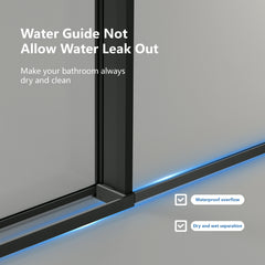 AISU 56-60" W x 72" H,Matte Black Grid Frameless Sliding Glass Shower Door, with 5/16" (8mm) Clear SGCC Tempered Glass,Easy to Clean,Matte Black Stainless Steel Handles