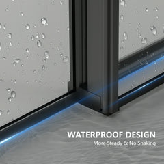 AISU 56-60" W x 72" H,Matte Black Grid Frameless Sliding Glass Shower Door, with 5/16" (8mm) Clear SGCC Tempered Glass,Easy to Clean,Matte Black Stainless Steel Handles