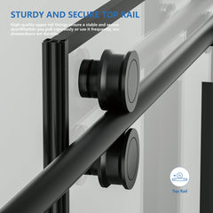 AISU 56-60" W x 72" H,Matte Black Grid Frameless Sliding Glass Shower Door, with 5/16" (8mm) Clear SGCC Tempered Glass,Easy to Clean,Matte Black Stainless Steel Handles