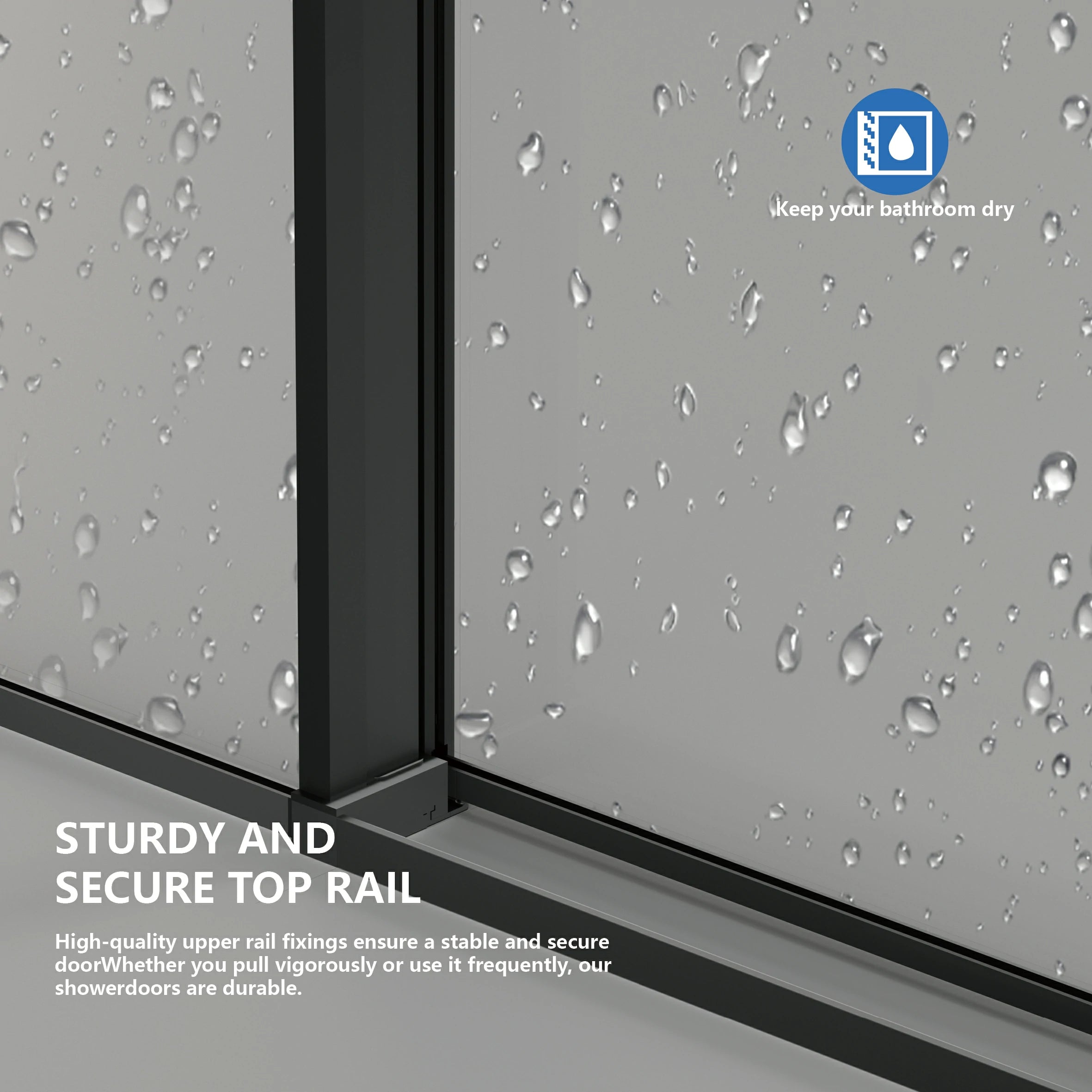 AISU 56-60" B x 72" H, mattschwarze rahmenlose Glasschiebetür mit Gitter, mit 5/16" (8 mm) klarem SGCC-Hartglas, leicht zu reinigen, mattschwarze Edelstahlgriffe