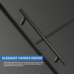 AISU 56-60" W x 72" H,Matte Black Grid Frameless Sliding Glass Shower Door, with 5/16" (8mm) Clear SGCC Tempered Glass,Easy to Clean,Matte Black Stainless Steel Handles