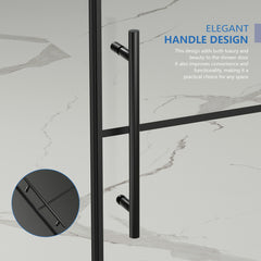 AISU 56-60" W x 72" H,Matte Black Grid Frameless Sliding Glass Shower Door, with 5/16" (8mm) Clear SGCC Tempered Glass,Easy to Clean,Matte Black Stainless Steel Handles