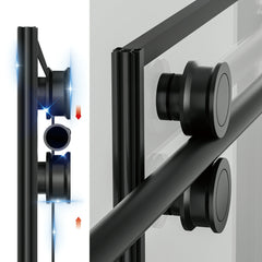 AISU 56-60" W x 72" H,Matte Black Grid Frameless Sliding Glass Shower Door, with 5/16" (8mm) Clear SGCC Tempered Glass,Easy to Clean,Matte Black Stainless Steel Handles