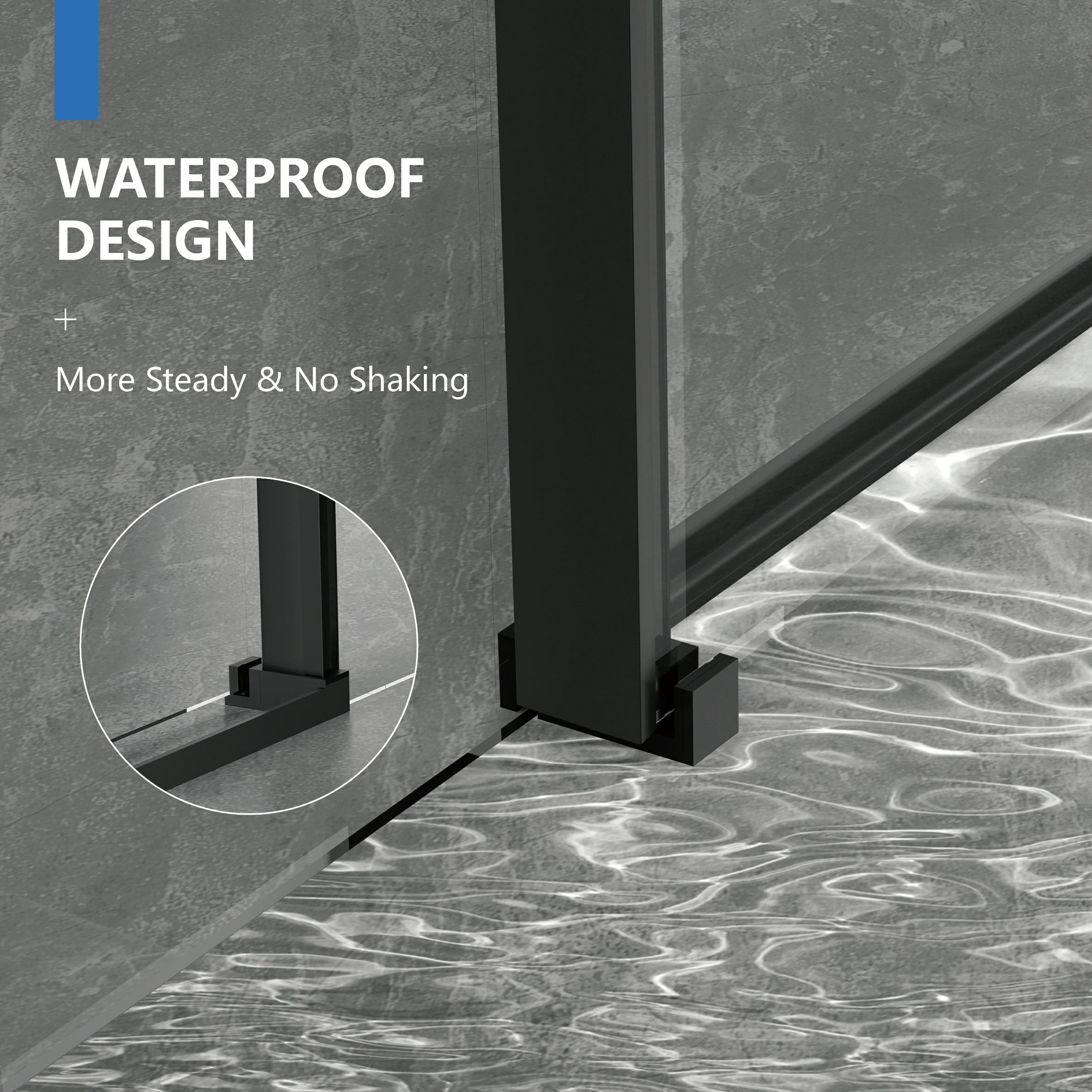 AISU 56-60" B × 72" H Rahmenlose Duschschiebetür, wasserdichte Glasduschtür mit oberem Soft-Close-System, 5/16" (8 mm) gehärtetes Glas, beidseitig leicht zu reinigende Beschichtung, Mattschwarz