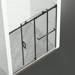 AISU 56-60" W × 72" H Frameless Sliding Shower Door,Waterproof Glass Shower Door with Upper Soft Closing System, 5/16" (8mm) Tempered Glass,Double Side Easy Clean Coat,Matte Black