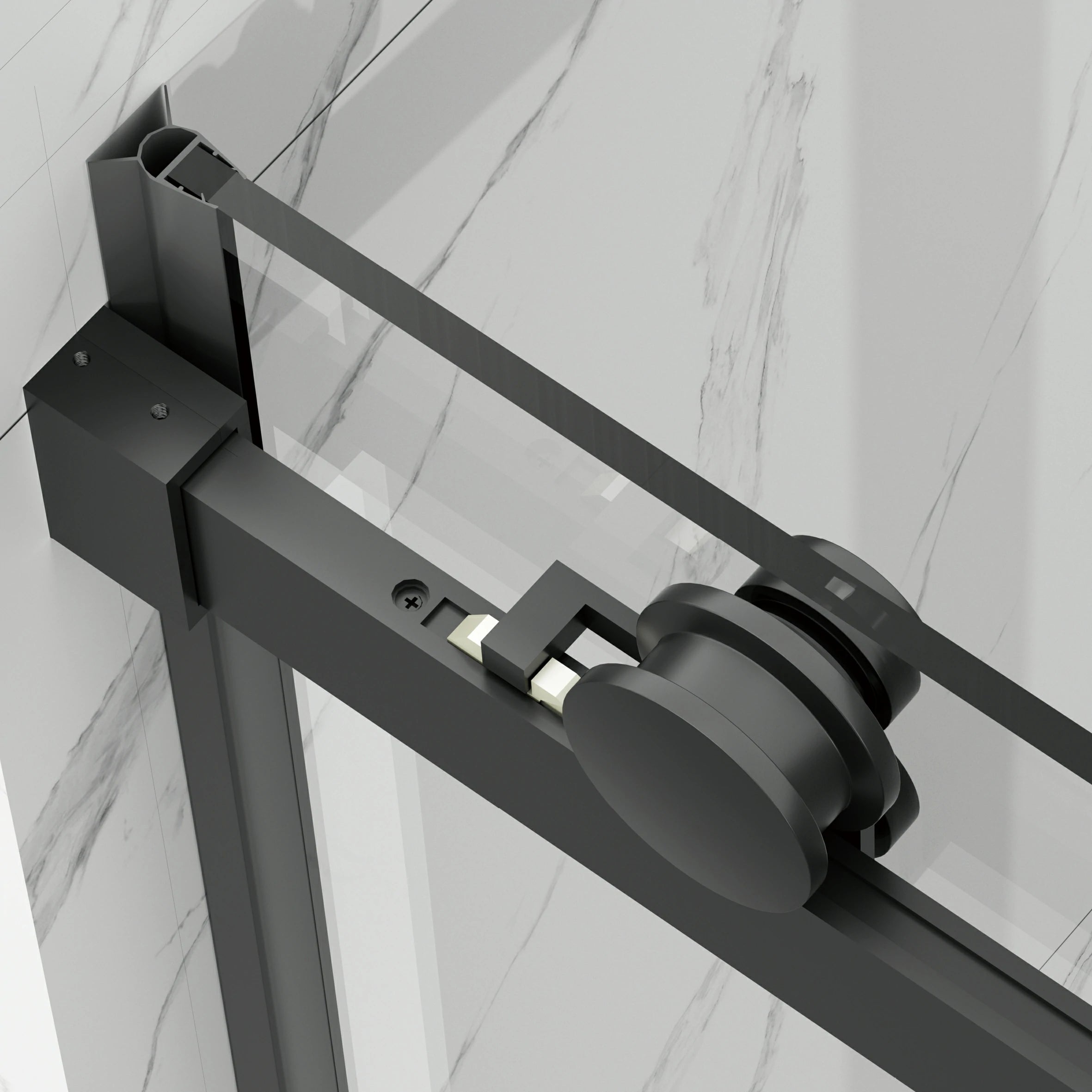 AISU 56-60" B × 72" H Rahmenlose Duschschiebetür, wasserdichte Glasduschtür mit oberem Soft-Close-System, 5/16" (8 mm) gehärtetes Glas, beidseitig leicht zu reinigende Beschichtung, Mattschwarz
