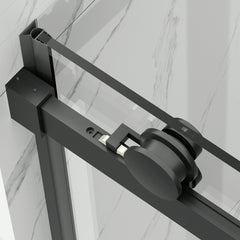 AISU 56-60" W × 72" H Frameless Sliding Shower Door,Waterproof Glass Shower Door with Upper Soft Closing System, 5/16" (8mm) Tempered Glass,Double Side Easy Clean Coat,Matte Black