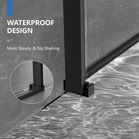 AISU 56-60" B × 72" H Rahmenlose Duschschiebetür, wasserdichte Glasduschtür mit oberem Soft-Close-System, 5/16" (8 mm) gehärtetes Glas, beidseitig leicht zu reinigende Beschichtung, Mattschwarz