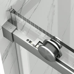 AISU 56-60" W × 72" H Frameless Sliding Shower Door,Waterproof Glass Shower Door with Upper Soft Closing System, 5/16" (8mm) Tempered Glass,Double Side Easy Clean Coat,Brushed Nickel