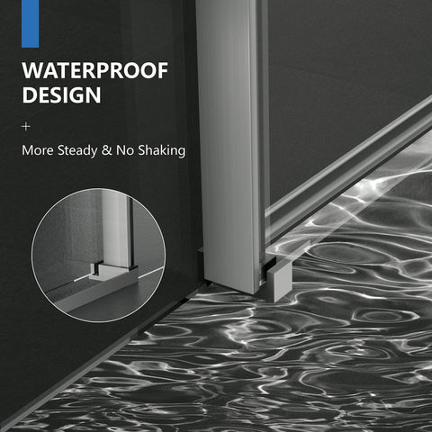 AISU 56-60" B × 72" H Rahmenlose Duschschiebetür, wasserdichte Glasduschtür mit oberem Soft-Close-System, 5/16" (8 mm) gehärtetes Glas, beidseitig leicht zu reinigende Beschichtung, gebürstetes Nickel
