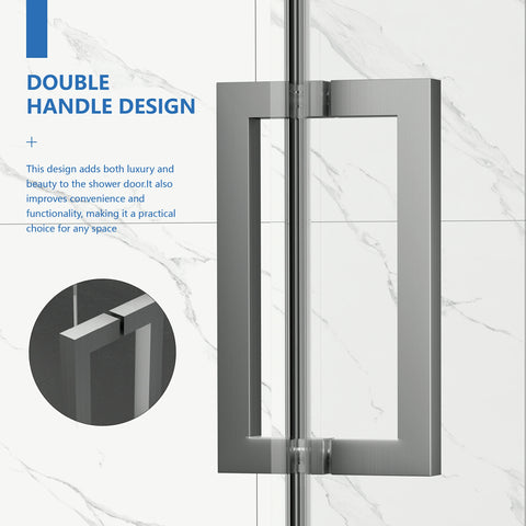 AISU 56-60" B × 72" H Rahmenlose Duschschiebetür, wasserdichte Glasduschtür mit oberem Soft-Close-System, 5/16" (8 mm) gehärtetes Glas, beidseitig leicht zu reinigende Beschichtung, gebürstetes Nickel