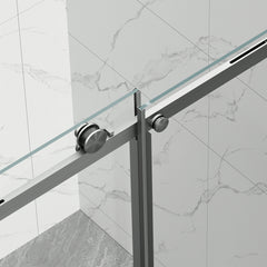AISU 56-60" W × 72" H Frameless Sliding Shower Door,Waterproof Glass Shower Door with Upper Soft Closing System, 5/16" (8mm) Tempered Glass,Double Side Easy Clean Coat,Brushed Nickel