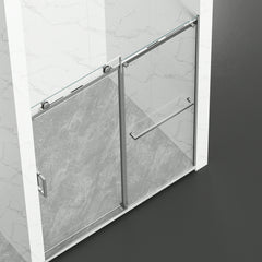 AISU 56-60" W × 72" H Frameless Sliding Shower Door,Waterproof Glass Shower Door with Upper Soft Closing System, 5/16" (8mm) Tempered Glass,Double Side Easy Clean Coat,Brushed Nickel