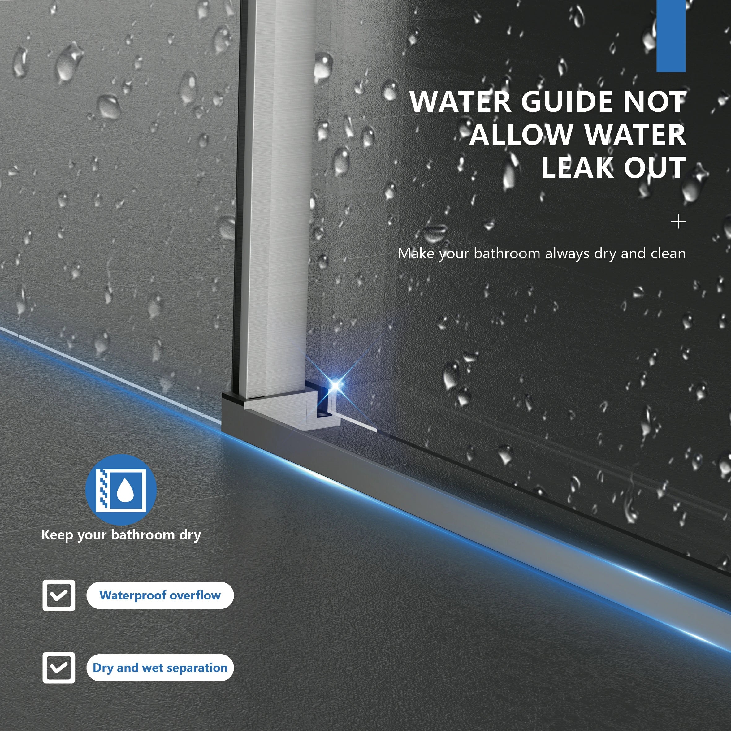AISU 56-60" B × 72" H Rahmenlose Duschschiebetür, wasserdichte Glasduschtür mit oberem Soft-Close-System, 5/16" (8 mm) gehärtetes Glas, beidseitig leicht zu reinigende Beschichtung, gebürstetes Nickel
