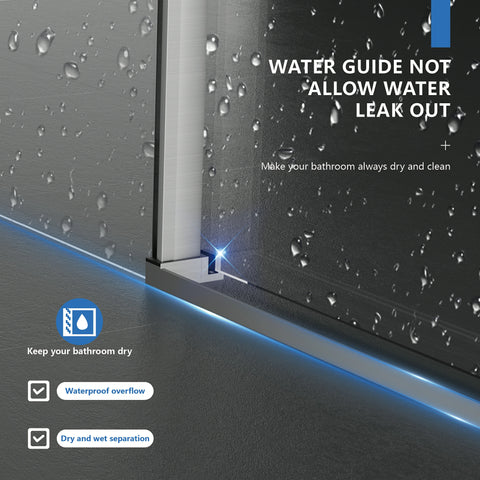 AISU 56-60" B × 72" H Rahmenlose Duschschiebetür, wasserdichte Glasduschtür mit oberem Soft-Close-System, 5/16" (8 mm) gehärtetes Glas, beidseitig leicht zu reinigende Beschichtung, gebürstetes Nickel