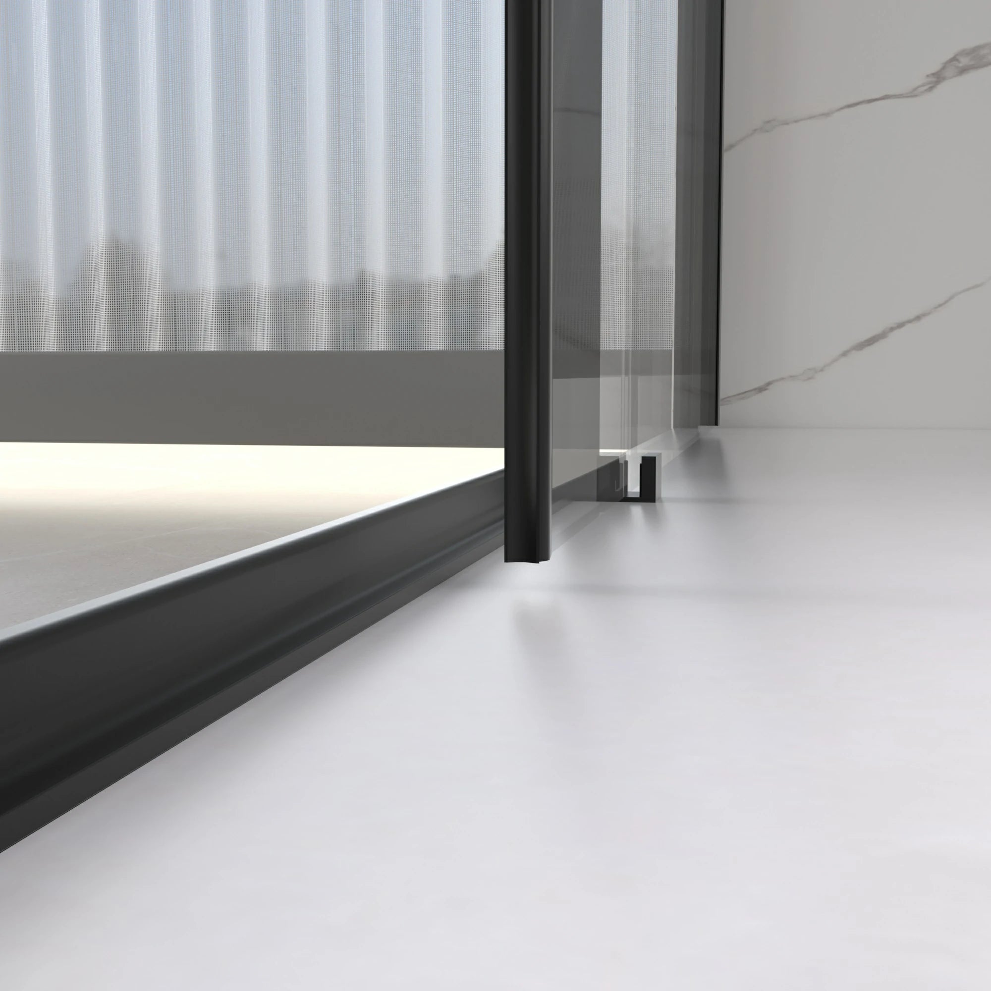 AISU 56-60" B x 74" H Halbrahmenlose Schiebetür für Dusche, 1/4" (6 mm) klares SGCC-Hartglas, mattschwarze Oberfläche, verstellbare Breite – kein Zuschneiden erforderlich