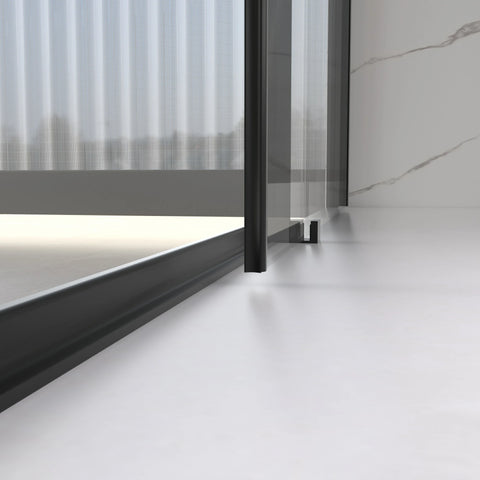 AISU 56-60" B x 74" H Halbrahmenlose Schiebetür für Dusche, 1/4" (6 mm) klares SGCC-Hartglas, mattschwarze Oberfläche, verstellbare Breite – kein Zuschneiden erforderlich