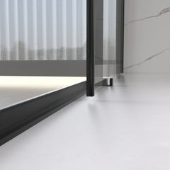 AISU 56-60" W x 74" H Semi-Frameless Sliding Shower Door, 1/4" (6mm) Clear SGCC Tempered Glass, Matte Black Finished, Adjustable Width – No Cutting Required