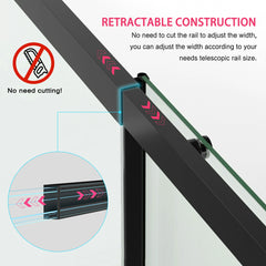 AISU 56-60" W x 74" H Semi-Frameless Sliding Shower Door, 1/4" (6mm) Clear SGCC Tempered Glass, Matte Black Finished, Adjustable Width – No Cutting Required