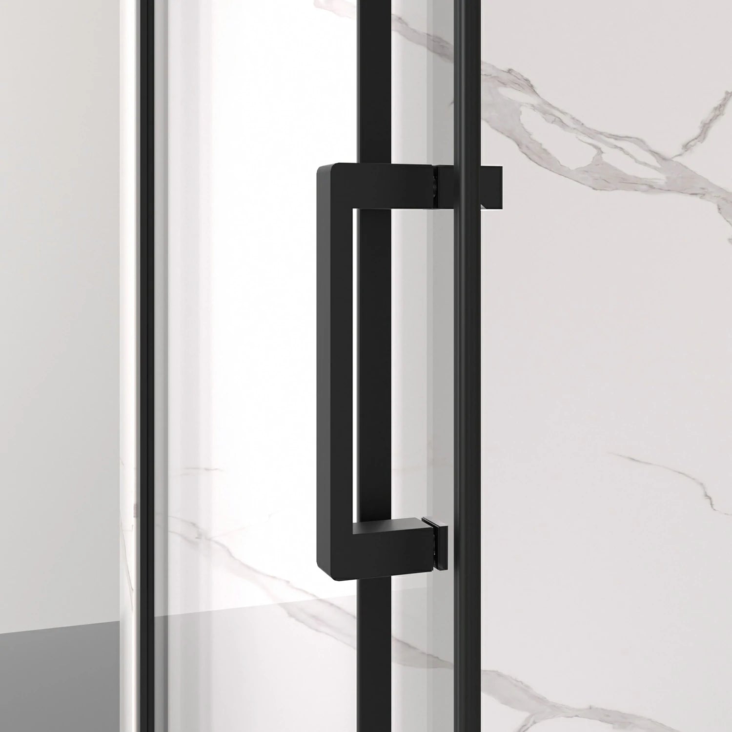 AISU 56-60" B x 74" H Halbrahmenlose Schiebetür für Dusche, 1/4" (6 mm) klares SGCC-Hartglas, mattschwarze Oberfläche, verstellbare Breite – kein Zuschneiden erforderlich