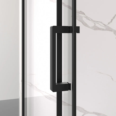 AISU 56-60" B x 74" H Halbrahmenlose Schiebetür für Dusche, 1/4" (6 mm) klares SGCC-Hartglas, mattschwarze Oberfläche, verstellbare Breite – kein Zuschneiden erforderlich