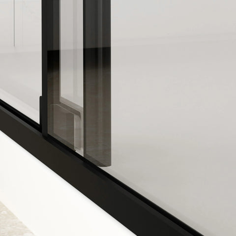 AISU 56-60" B x 72" H Halbrahmenlose Schiebetür für Dusche, 5/16" (8 mm) klares SCGG-Hartglas, mattschwarze Oberfläche, Schnittbreite einstellbar 4"