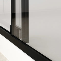 AISU 56-60" W x 72" H Semi-Frameless Sliding Shower Door, 5/16"(8mm) Clear SCGG Tempered Glass, Matte Black Finish, Cut Adjustable Width 4"