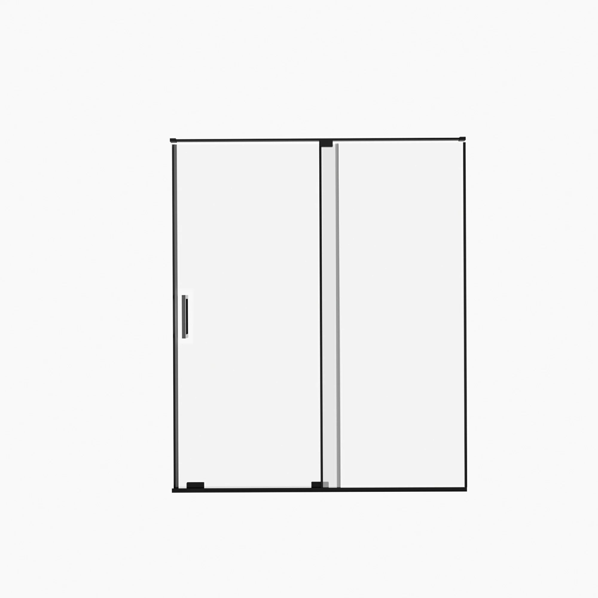 AISU 56-60" B x 72" H Halbrahmenlose Schiebetür für Dusche, 5/16" (8 mm) klares SCGG-Hartglas, mattschwarze Oberfläche, Schnittbreite einstellbar 4"