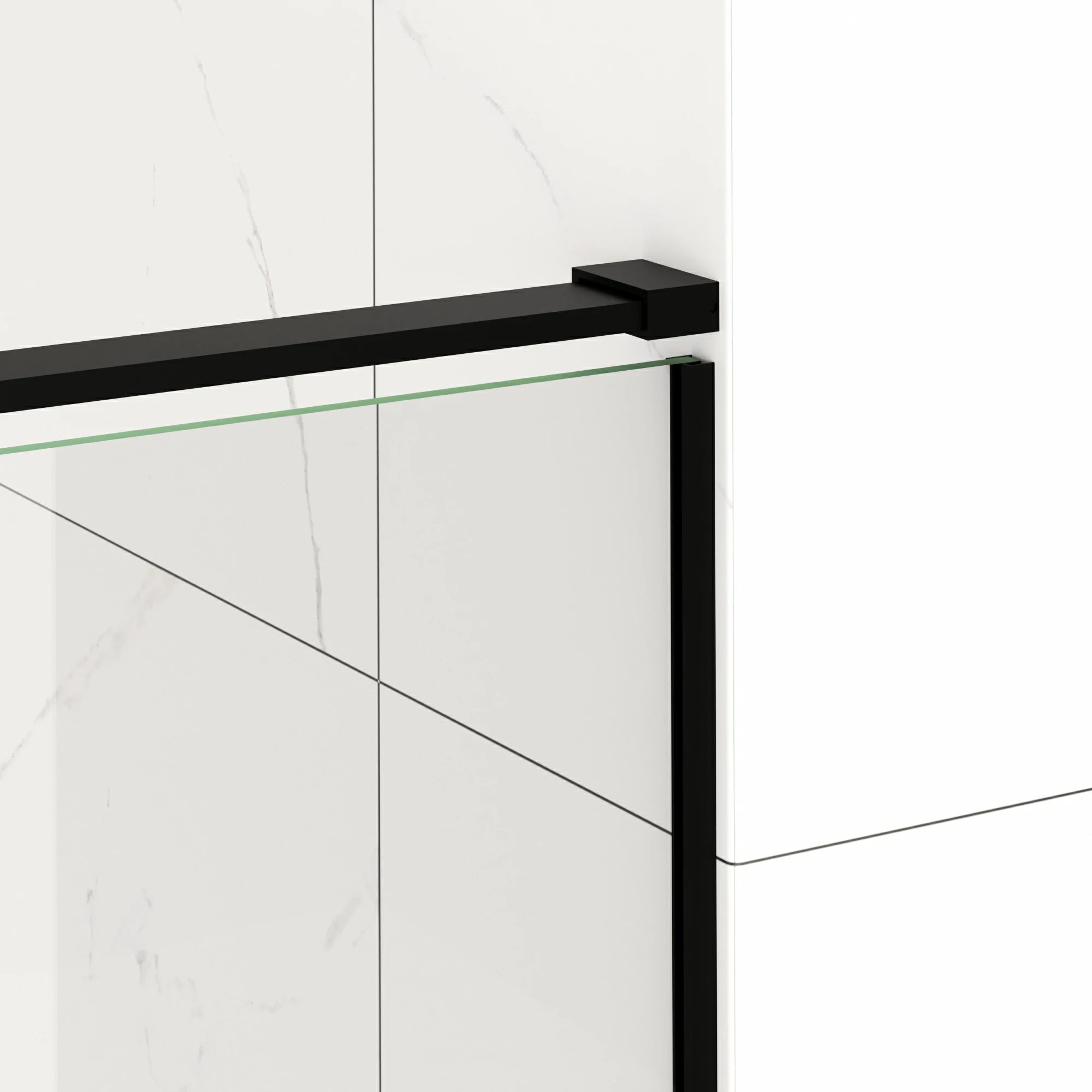 AISU 56-60" B x 72" H Halbrahmenlose Schiebetür für Dusche, 5/16" (8 mm) klares SCGG-Hartglas, mattschwarze Oberfläche, Schnittbreite einstellbar 4"