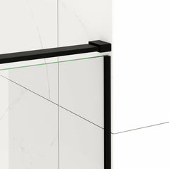 AISU 56-60" W x 72" H Semi-Frameless Sliding Shower Door, 5/16"(8mm) Clear SCGG Tempered Glass, Matte Black Finish, Cut Adjustable Width 4"