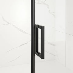 AISU 56-60" W x 72" H Semi-Frameless Sliding Shower Door, 5/16"(8mm) Clear SCGG Tempered Glass, Matte Black Finish, Cut Adjustable Width 4"