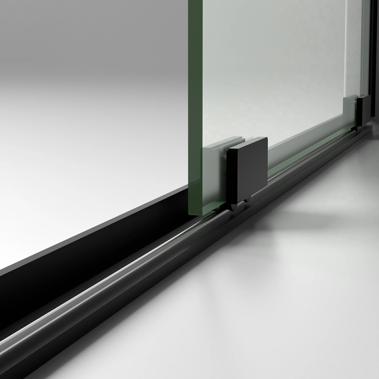 AISU 56-60" B x 72" H Halbrahmenlose Schiebetür für Dusche, 5/16" (8 mm) klares SCGG-Hartglas, mattschwarze Oberfläche, Schnittbreite einstellbar 4"