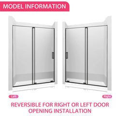 AISU 56-60" W x 72" H Semi-Frameless Sliding Shower Door, 5/16"(8mm) Clear SCGG Tempered Glass, Matte Black Finish, Cut Adjustable Width 4"
